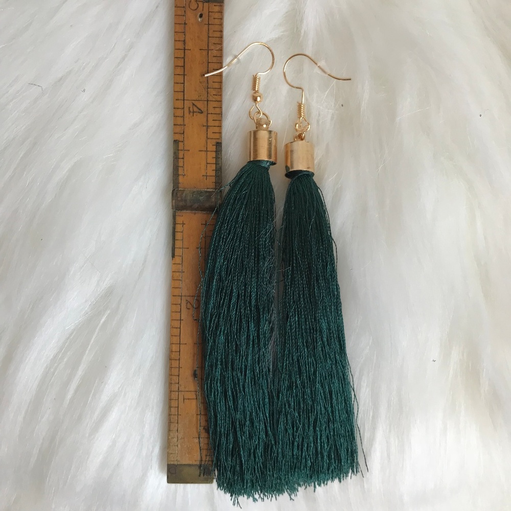 Boho tassel fringe statement earrings - Picture 3 of 4